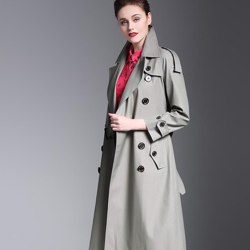 

Women' Trench New Spring Autumn Trench Coats Lapel Raglan Sleeve Double Breasted Belt Long Windbreaker Outerwear, Pea green