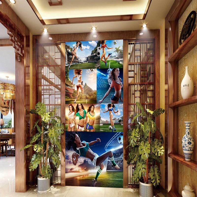 

Drop Shipping Custom 3D Photo Wallpaper Sexy Beauty Cartoon Football Baby Mural Restaurant Bar Living Room Entrance Wallpaper, As pic