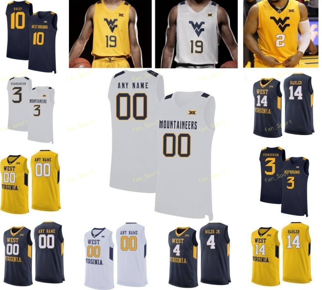 

WVU West Virginia Mountaineers College Basketball Jersey 4 Miles McBride 5 McCabe 50 Sagaba Konate 44 West Custom Stitch, Black