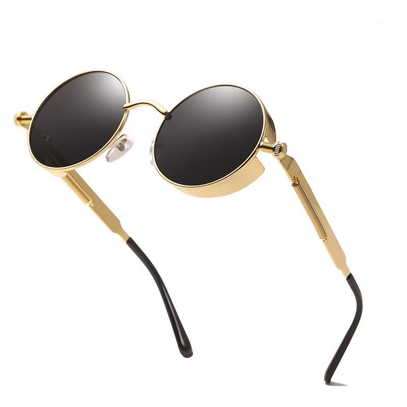 

Retro Round Punk Sunglasses Men Women Brand Designer Small Circle Sun Glasses Vintage Metal Frame Driving Eyewear FML1