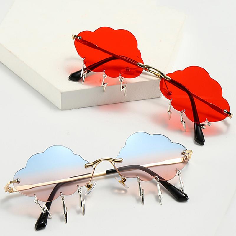 

Sunglasses 2021 Fashion Rimless Cloud Tassel Women Men Design Retro Metal Punk Sun Glasses For Female UV400 Shades
