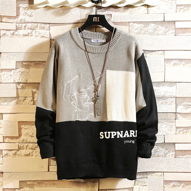 

2021 New Sweaters Men's Patchwork Long Sleeves Autumn Winter Pullover Knitted O-neck Plus Oversized 5xl 1uxu, Z0107 1
