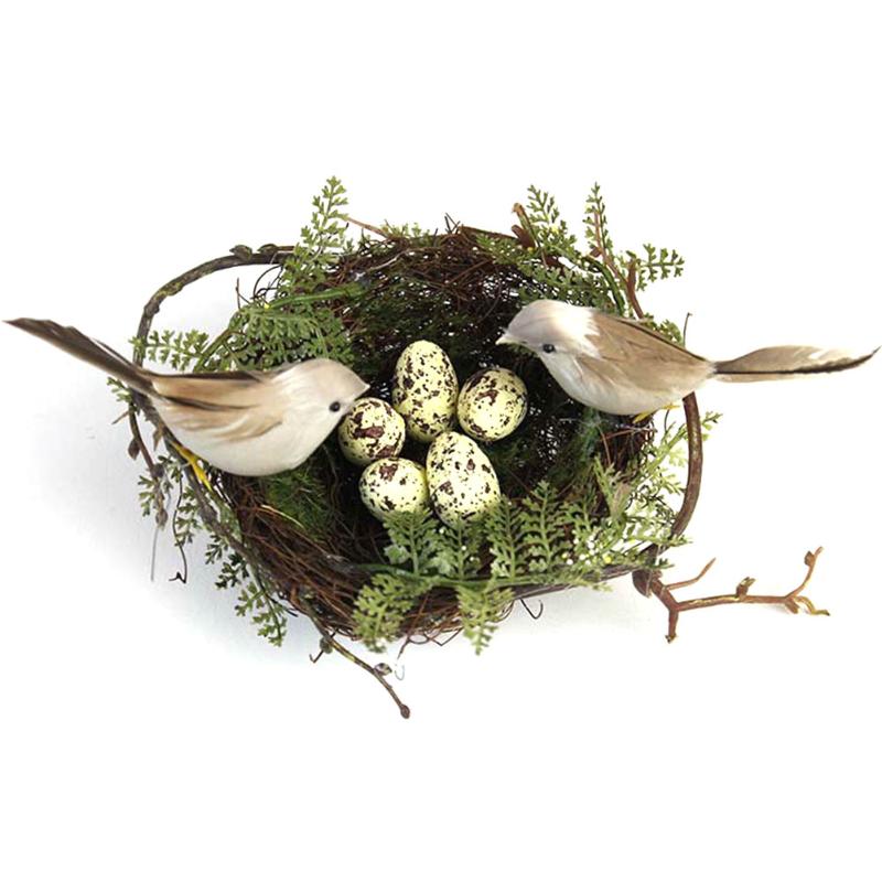 

Gardening Circle Cage Home Props Gift Decor Decoration Handicrafts Desktop Ornament Fake Bird Nest Nature Simulation 13cm