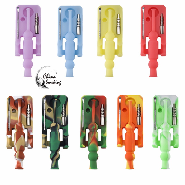 

Smoke silicone Nectar Collect Kits oil rig assorted color hookah glass bong