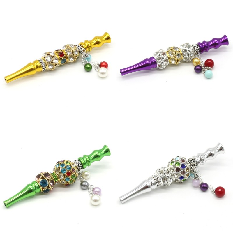 

Metal Fashion Cigarette Holder With Bling Bling Jewellery Smoking Accessories Hookah Tips Aluminium Alloy Pipe Coulurful New Arrival 15kl D2