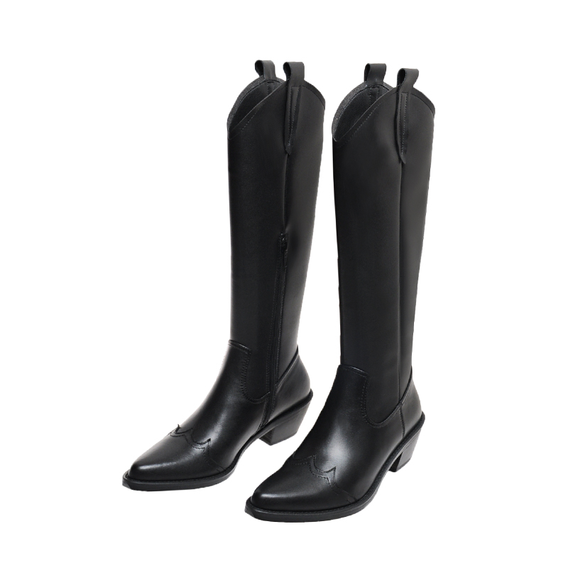 

SKLFGXZY 2020 knee boots Genuine leather black brown Female boots knight Women's shoes Women's Autumn and winter