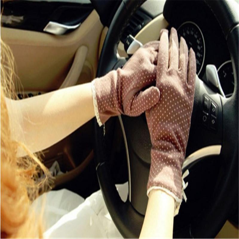 

Women Dots Sun Uv Protection Outdoor Cotton Driving Gloves & Mittens Dot Elastic Lady Girl Women's Gloves