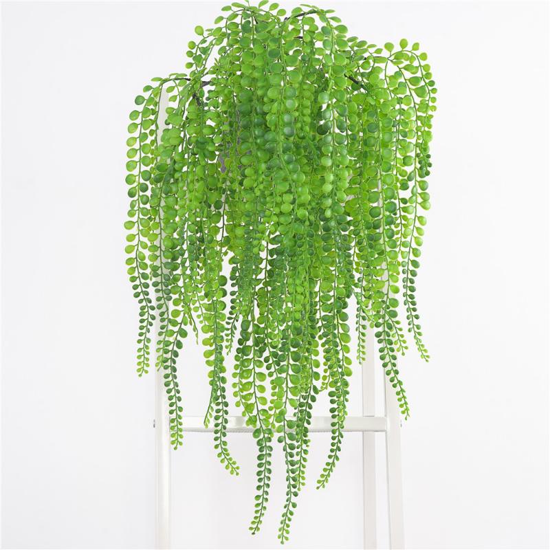

Artificial hanging money leaves rattan fake plastic lover tear succulent plant home hotel wedding decor, Olive