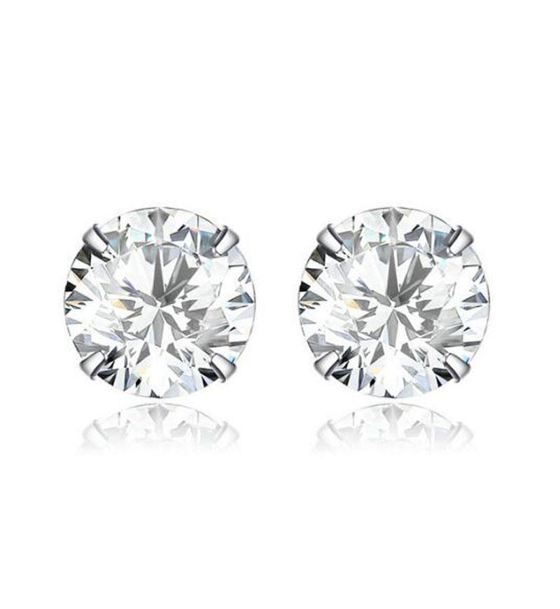 

Stud LEKANI Basic Wedding Earrings Solid Silver 925 Clear Cubic Zirconia 8mm Women Statement Jewelry BSE166