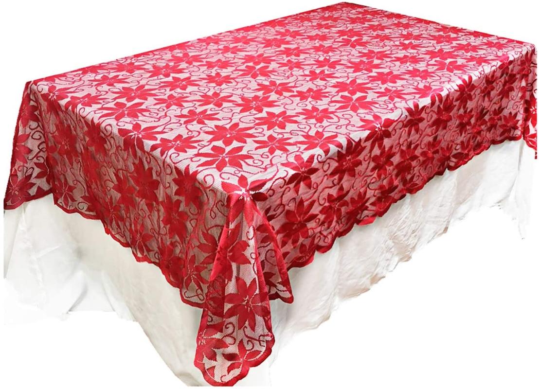

Polyester Rectangle Lace Tablecloth For Christmas Thanksgiving Holiday Decoration Wedding Dinner Party Desktop Table Cloth Cover, As pic