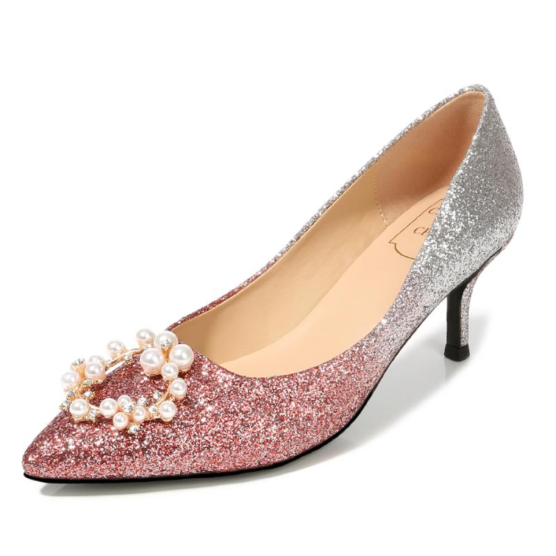 

Glitter Sexy Bridal Party Pointed Toe Crystal Stiletto Women Pumps Zapatos Novia Boda Punta Puntiaguda Tacon Alto Aguja Z-ZZYK-1, Red and silver