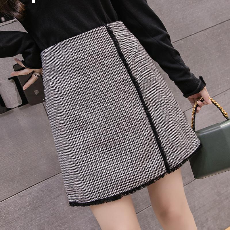 

2021 New solid colour high-waisted wool of women winter wear short skirts a line y410 WWL9, Heibaise