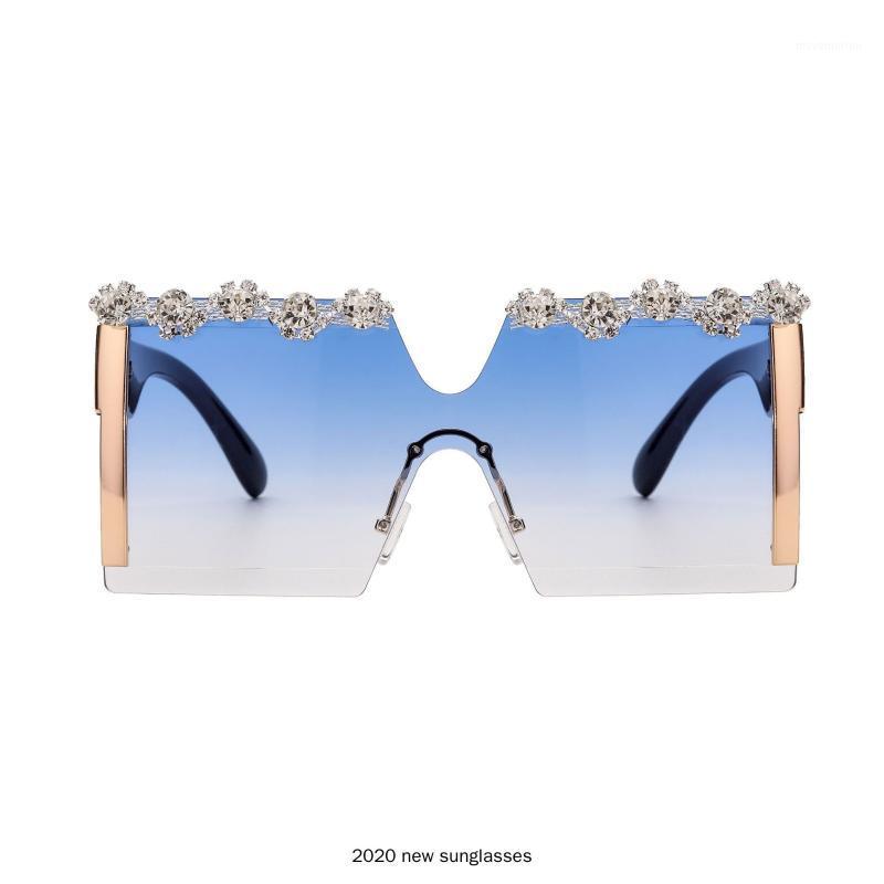 

Fashion Rhinestone Oversized Blue Sunglasses Women Men Luxury Big Frame Diamond Female Pink Red Party Shade UV400 NX1