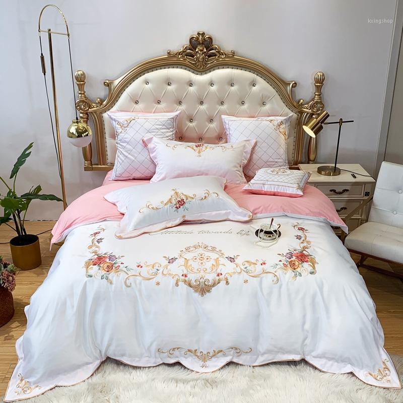 

37 Bedding Set cotton Bed Linens Bed Sheet Set Bedclothes Queen/King Size washed silk cover 4pcs1