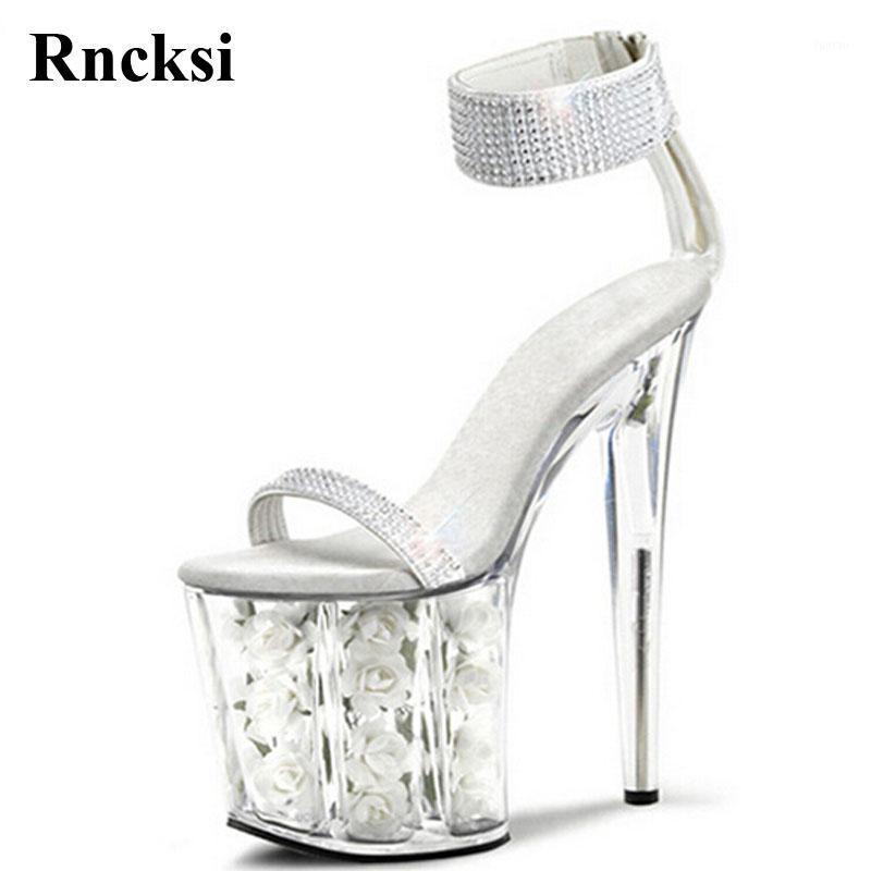 

Rncksi New Fashion Platform with Straps sandals 20cm high heels crystal banquet formal dress women's shoes1, Silver