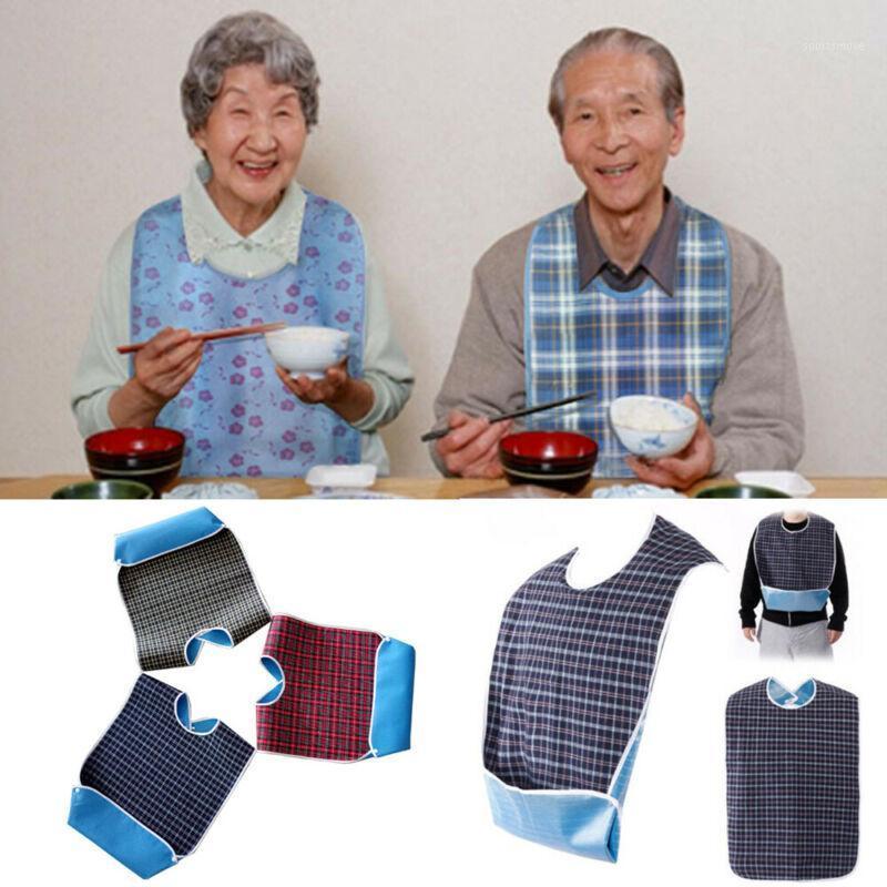 

Large Plaid Waterproof Adult Mealtime Bibs Disability Clothes Bib Cook Protector Tool Table Napkin1