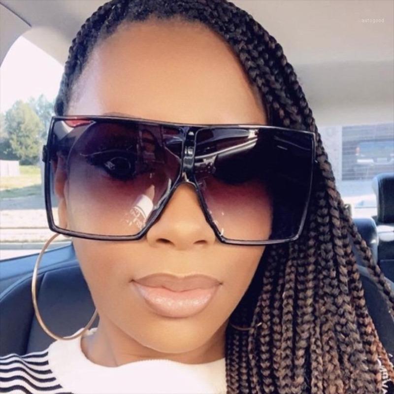 

Sunglasses Vintage Square Large Frame For Women 2021 Brand Designer Sun Glasses Female Men Dark Brown Shades UV4001