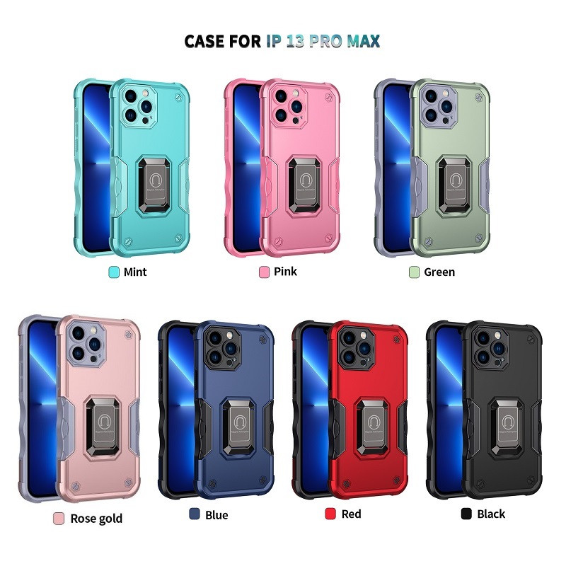 

Dual Layer Car Holder Shockproof Cases For Iphone 13 12 mini 11 Pro Max XR XS 7 8 plus Samsung S21 S22 Ultra S21FE Heavy Duty Hybrid Hard PC Soft TPU Ring Stand Back Cover, Mint green