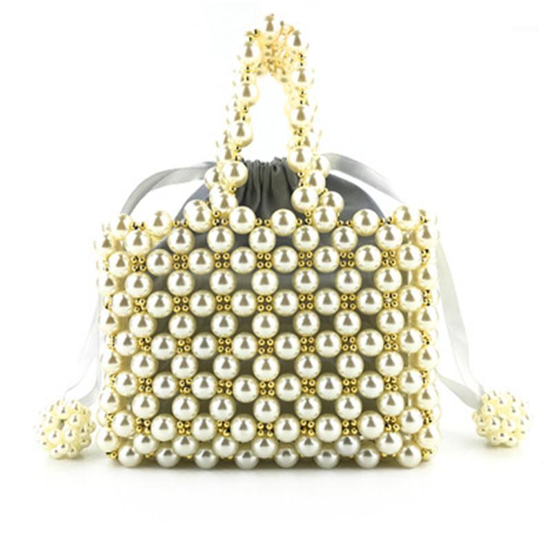 

New Arrival Bag For Women New Pearls Handbag Square Handbag Evening Bag1, Beige