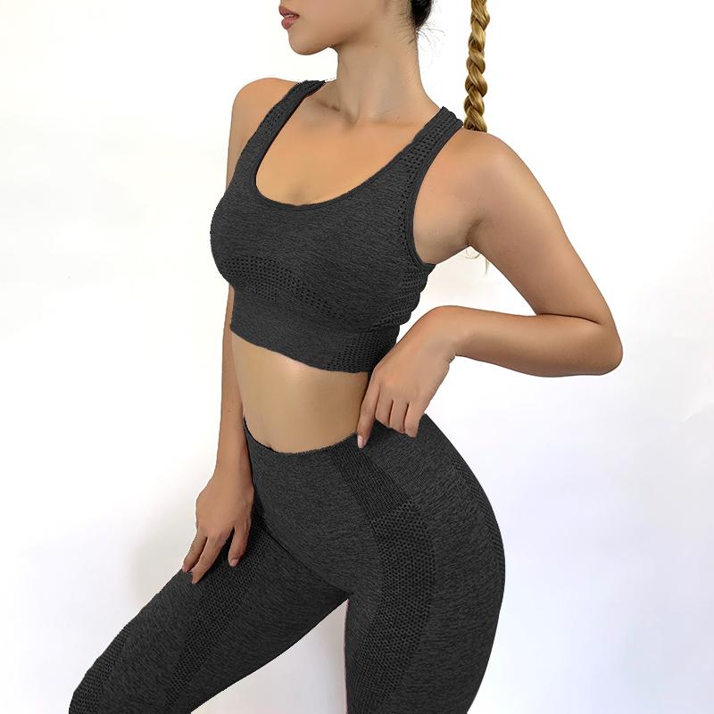 

2 Piece Gym Clothing Women Gym Yoga Set Fitness Workout Sets Yoga Bra + Legging Women' Sportswear Suit Leggings Set, Black