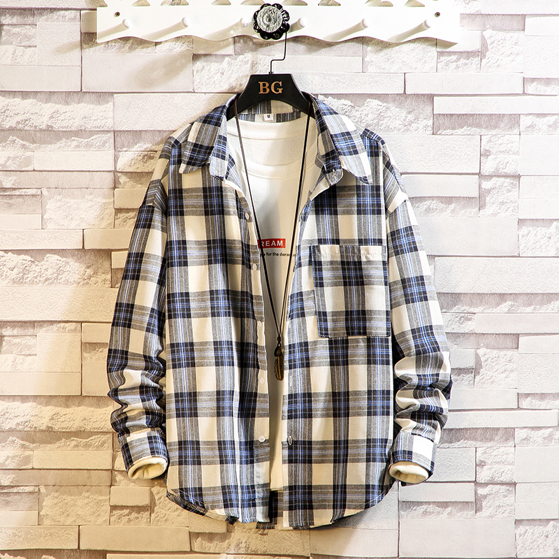 

Brand 2021 Spring Autumn Long Sleeves New Collar Korea Style Plaid Shirt for Men's Clothes Dt5c, Cs627 1