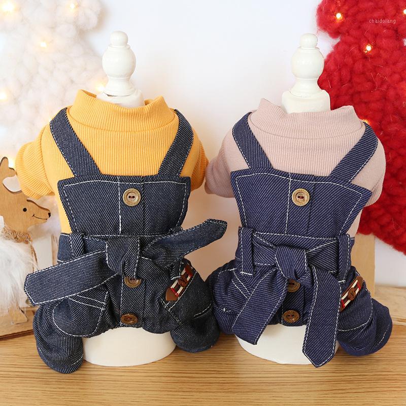 

Autumn and Winter Cool Denim Strap Dog Outfit Yorkie Jumpsuits for Dogs Four-legged Warm Luxury Dog Clothes Winter Clothes1, Pink