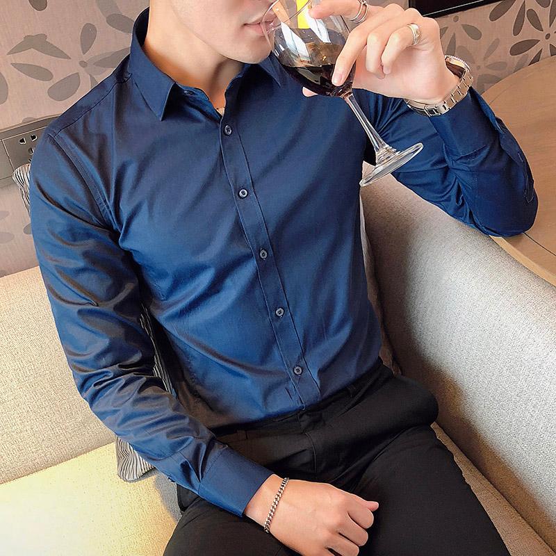 

4XL Plus Size Shirt Fashion Streetwear Mens Office Shirts Long Sleeve White Shirt Dress Single Breasted Tuxedo Shirts Male, White tuxedo shirt