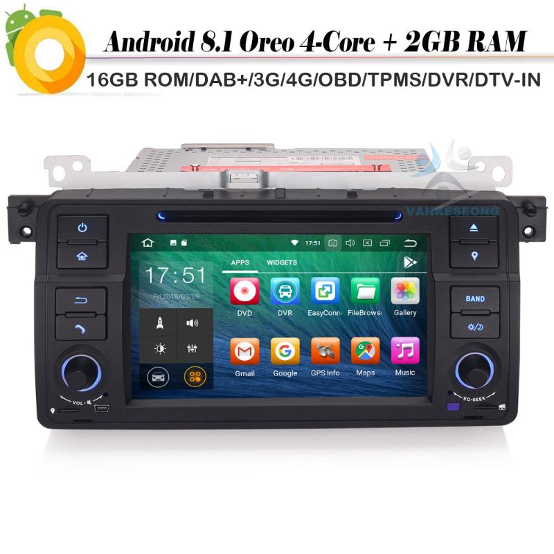 

DAB+ Android 8.1 Autoradio 2 DIN Car stereo GPS NAVI DVD WiFi 4G CD DVR Car Radio player for 3er E46 M3 320 MG ZT Rover 7
