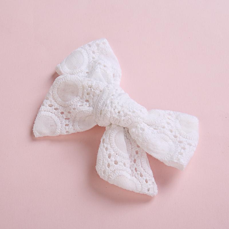

New Fashion Hollow Out Lace Bows Hair Clips 11*6.5cm 100% Cotton Handtie Hairpins Hair Accessories For Girls Head Wear, Multi