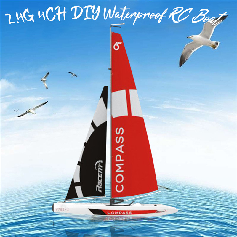 

High Quality Volantexrc 791-1 65CM 2.4G 4CH Rc Boat Pre-assembled Sailboat Without Battery Toy RC Tiny Gift Present Kid Toys, Red
