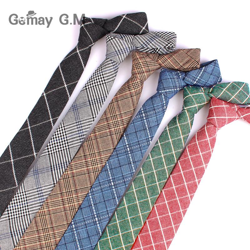 

New Casual Plaid Ties For Men Narrow Cotton Necktie For Wedding Colorful Mens Neck Ties Business Tie Adult Cravat Neckties