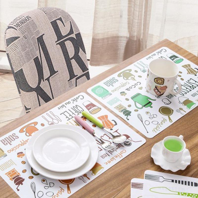 

40 * 28cm Kitchen Cartoon Mats Printed PP Dinner Placemats PVC Nordic Pad Pot Computer Pad Kids Dinning Table Pan Dish Mat 1