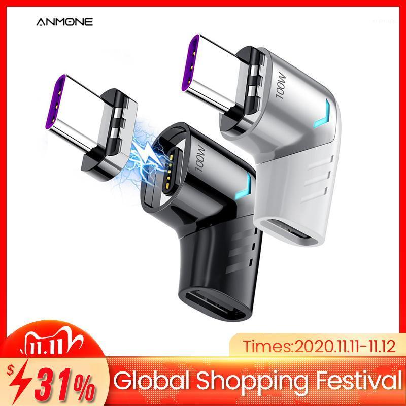 

ANMONE 100W Usb C To Type C Magnetic Adapter Fast Charging Usb Type Magnet Converter Magnetic Cable Right Angle Usbc Connector1