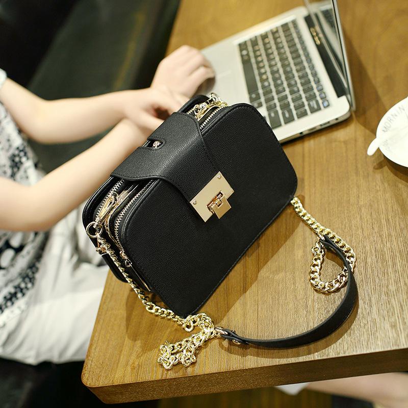 

New women's bag fashion wild chain shoulder bag small square, Black