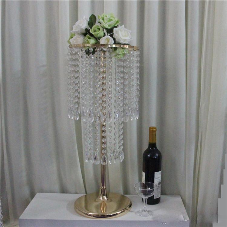 

Party Decoration 10pcs/lot Gold Wedding Centerpiece Acrylic Bead Strands 60cm Tall Crystal Flower Stand For Table Decor