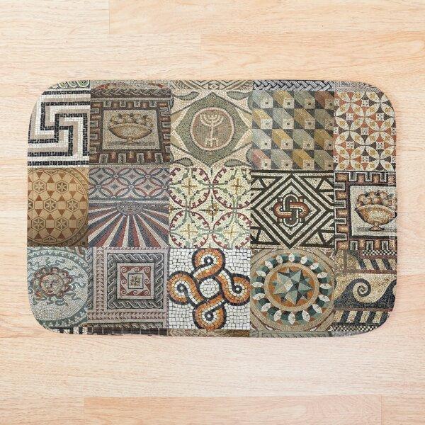 

Roman Mosaic Bath Mat Bath Mat Black and White Geometric Bathroom Door Non-slip Bathroom Rug Kitchen Anti-slip Floor