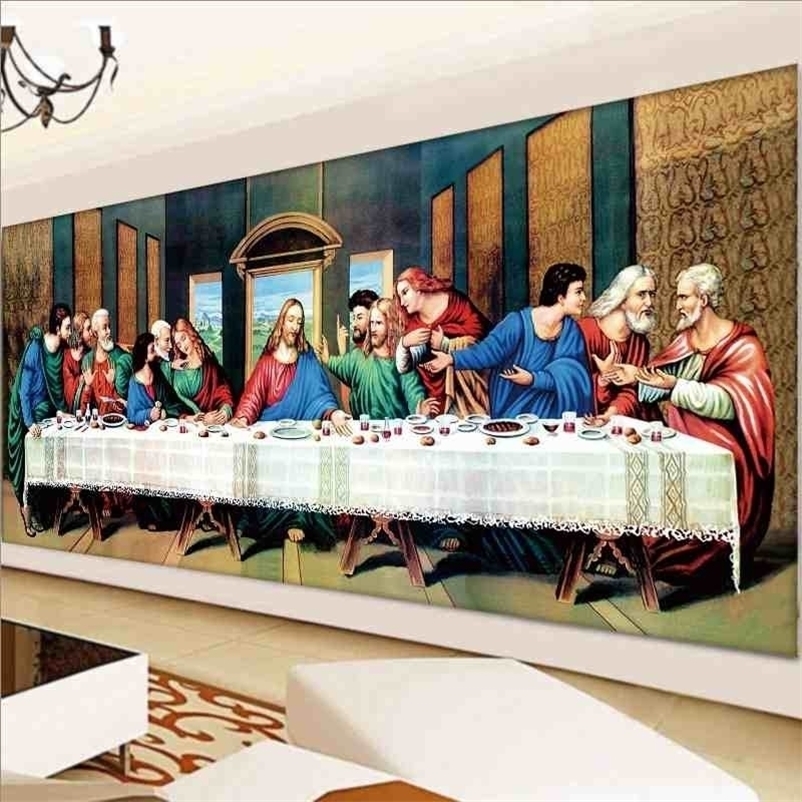 

QIANZEHUI, Diamond Embroidery,Round Diamond The Last supper Jesus Full rhinestone 5D Diamond painting cross stitch,needlework 201202