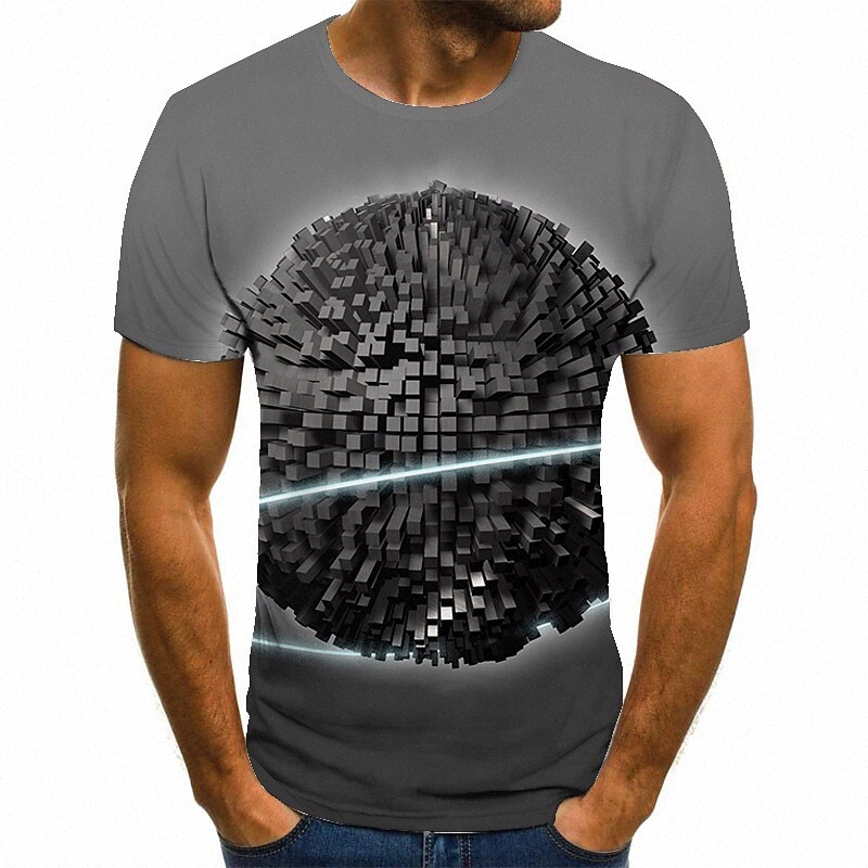 T-shirt Hommes 3D Imprimer Géométrique col rond Casual quotidien 3D Imprimer Imprimer Impression à manches courtes Tops Casual Fashion Noir R1GD