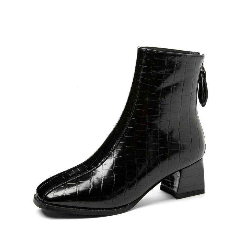 

2021 New Autumn Winter High Heel Ankle Pu Leather Retro Square Toe Women Shoes Short Boots Big Size 34-43 950g, Beige