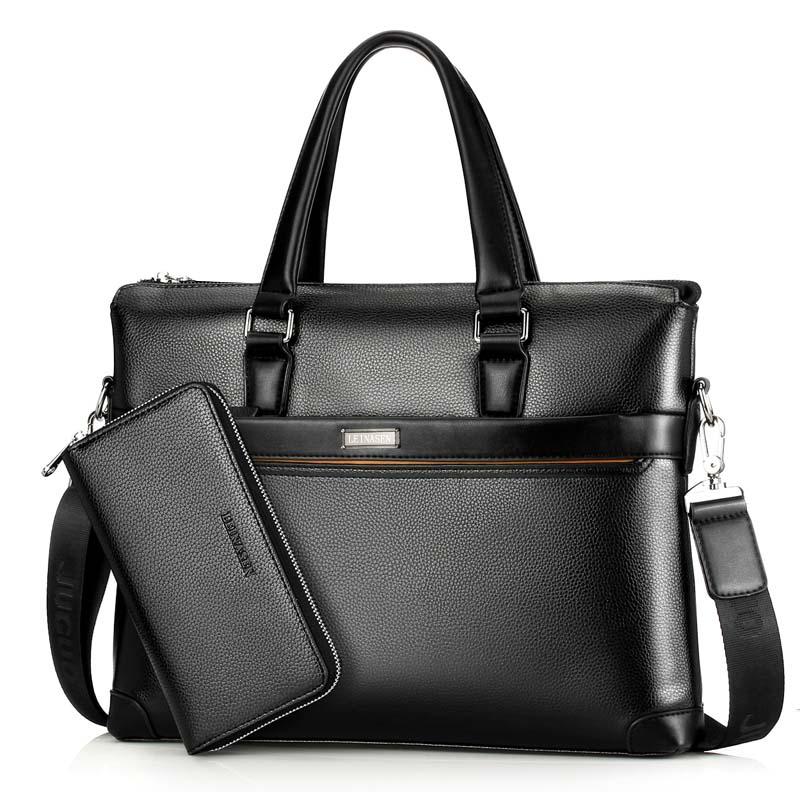 

Briefcases Portable Male Messenger Bag Sets Men Briefcase for Document Laptop Computer Handbag Shoulder Brief Case Satchel Bags, Black