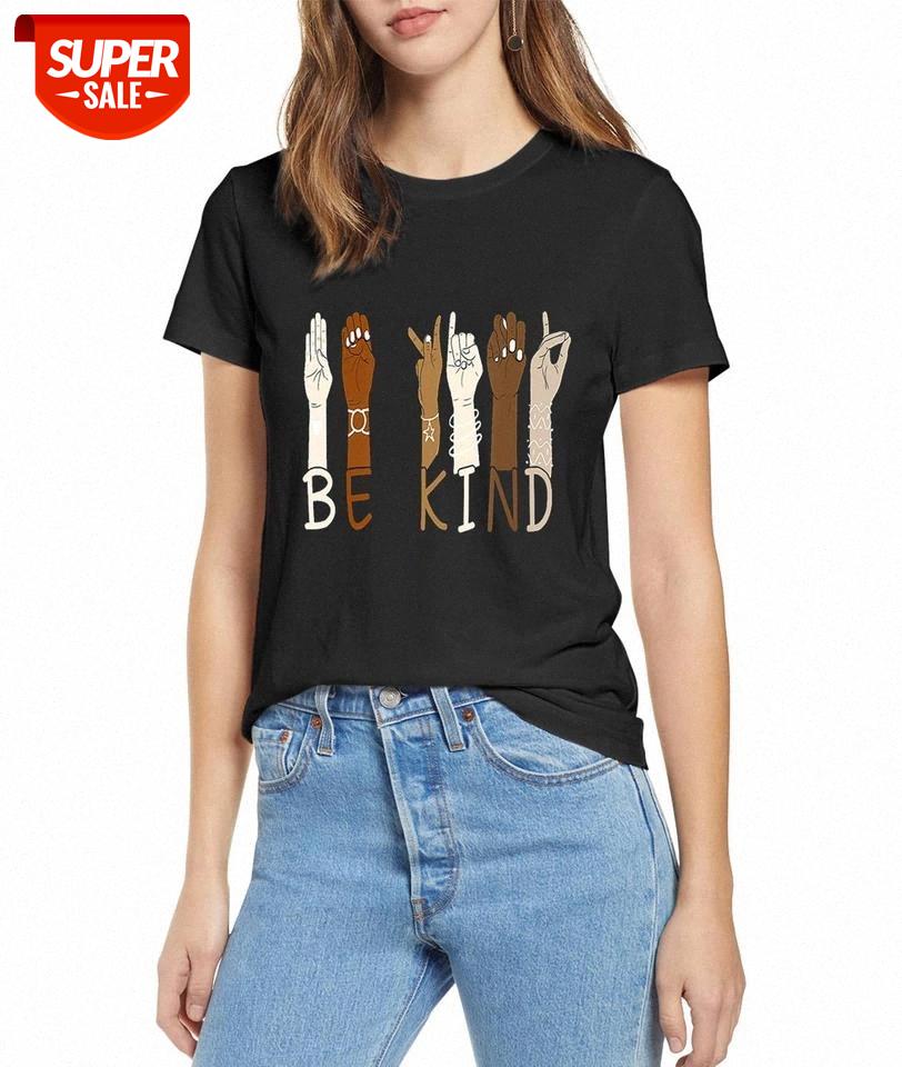 

2020 NEW Be Kind Sign Language Hand Talking Teachers Interpreter ASL O-Neck T-Shirt Cotton Tee new fashion women's thin sweaters #DW4j, White
