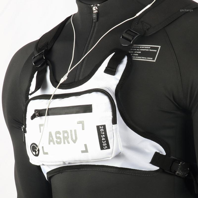 

Portable Camping Adjustable Reflective Strap Sports Tactical Fashion Backpack Outdoor Cycling Vest Pack Men Chest Bag Fishing1, White