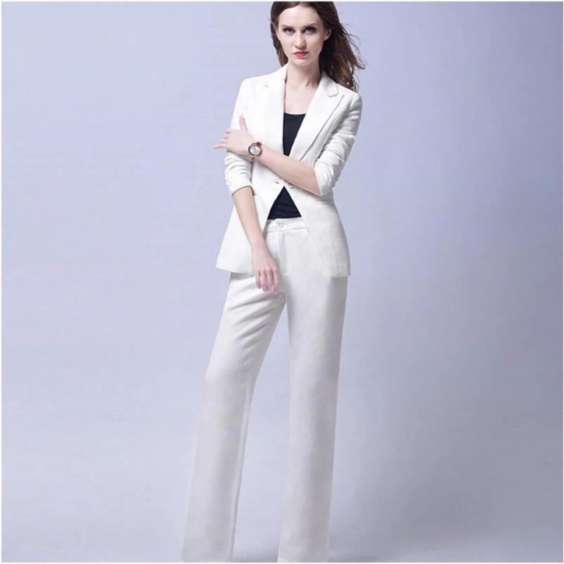 

White Trend Bussiness Formal Elegant Women Suit Set Blazers And Pants Office Suits Ladies Pants Suits Trouser, Picture style4