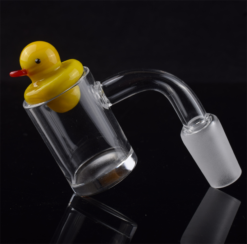 

New 5mm thick bottom 18mm 10mm male quartz banger 14mm female nail with colored glass cactus duck carb cap for glass dab rigs