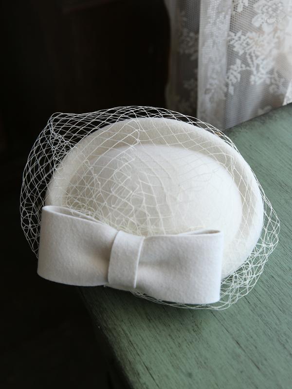 

Retro Hepburn Gauze Small Formal Dress Cap Women's England Debutante Cheongsam Wedding Dress Party Formal Headdress1, White