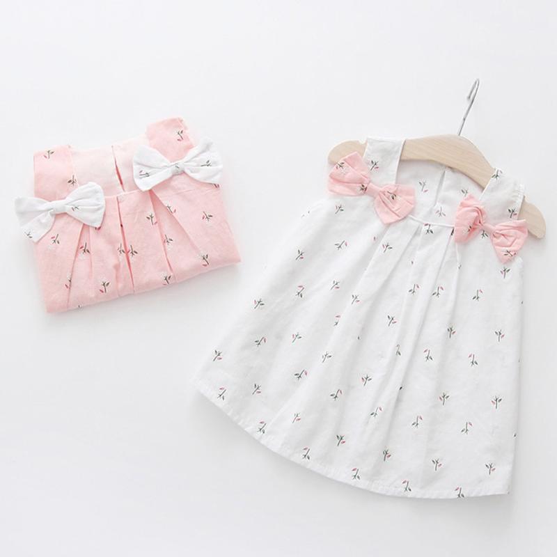 

Girl's Dresses Fashion Baby Girl Dress Summer Clothes Toddler Kid Girls Solid Bow Print Floral Suspender Princess Party, Red;yellow