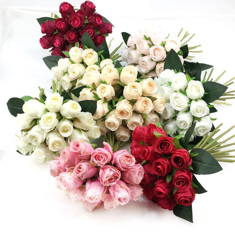 

18pcs/lots Artificial Rose Flowers Silk Flower for Home Party Decoration Wedding Bridal Bouquet Flowers Fall Decor Fake1, Beige