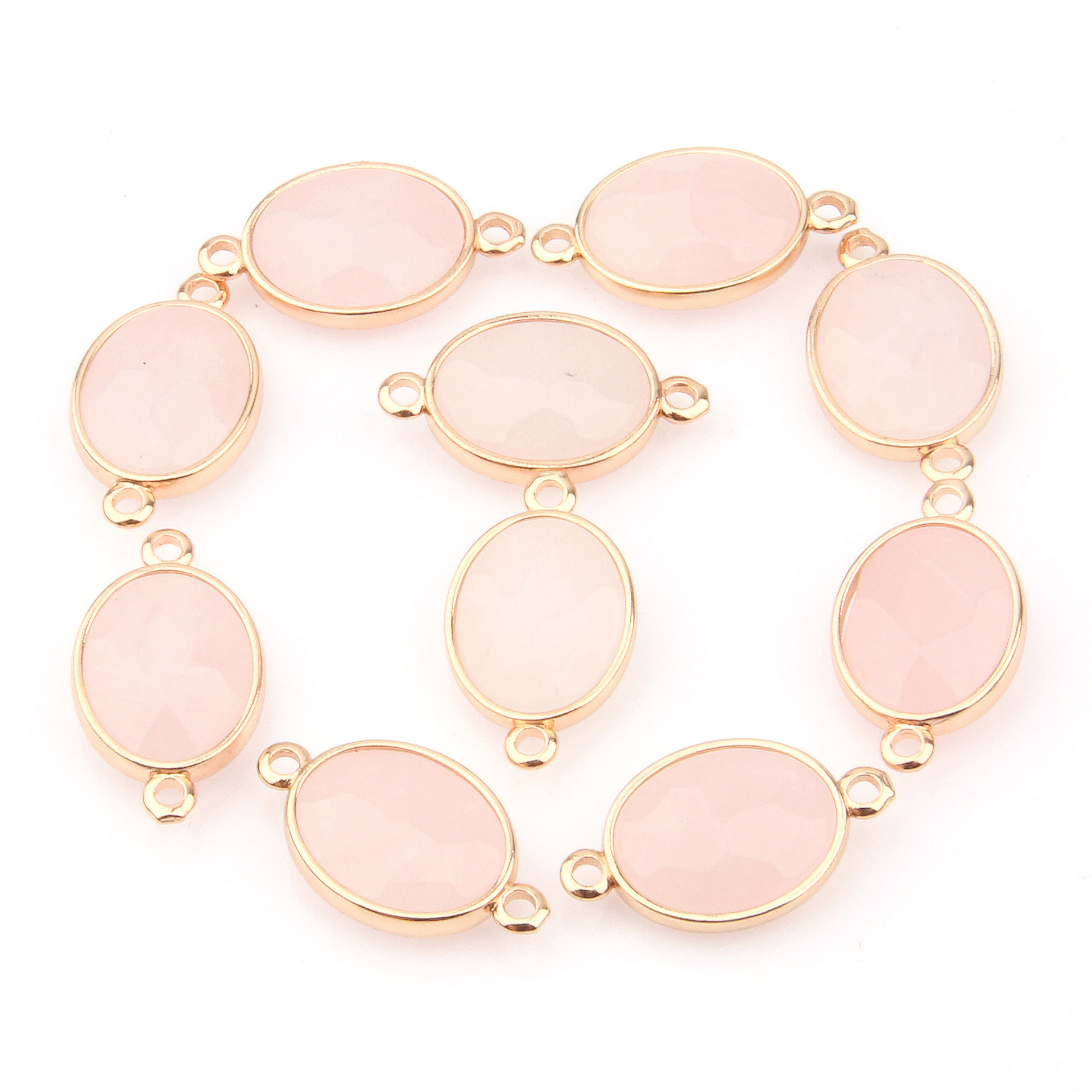 

Wholesale faceted oval Chakra Charms Natural Stone connector Healing Rose Quartz Tiger Eyes Pendant Crystal Necklace earrings Jewelry Making 25x14x7mm