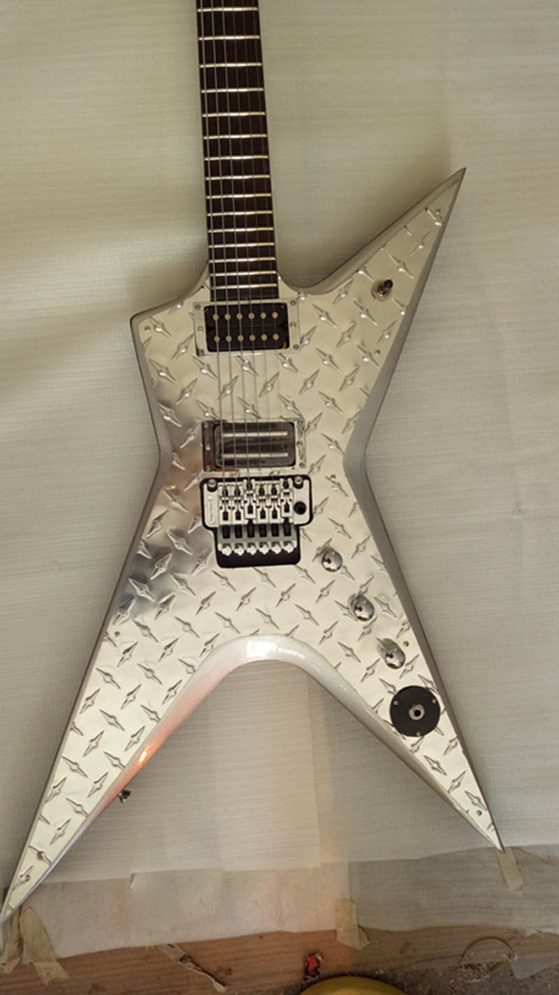 

Custom Wash Diamond Plate Stealth USA Electric Guitar Dime 3 Tremolo Bridge China Made Guitars