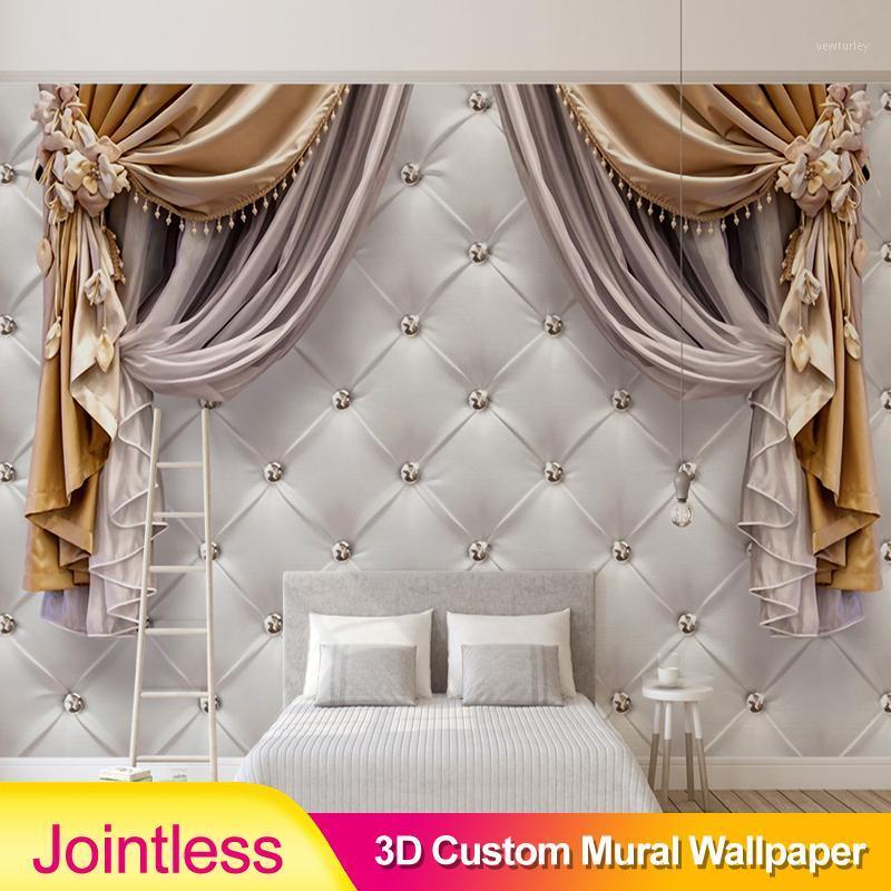 

Jointless Custom European curtain soft bag Photo Wallpaper Living Room Bedroom Sofa Background Painting Background 3D wall paper1, As pic